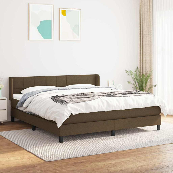 Pat box spring cu saltea, maro închis, 160x200 cm, textil WALTI