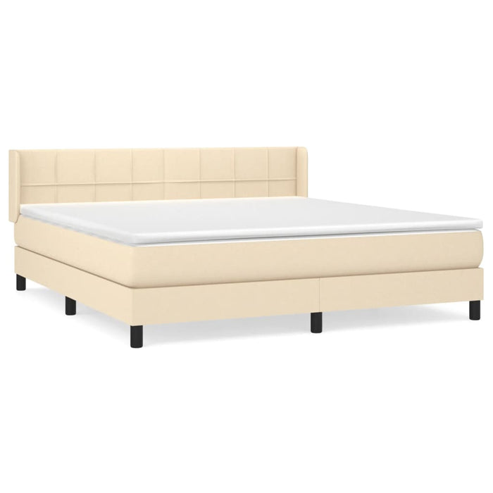 Pat box spring cu saltea, crem, 160x200 cm, material textil - WALTI WALTI