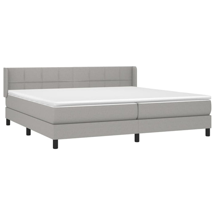 Pat box spring cu saltea, gri deschis, 200x200 cm, textil - WALTI WALTI