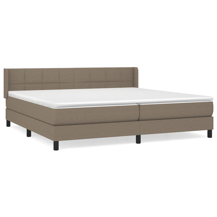 Pat box spring cu saltea, gri taupe, 200x200 cm, textil WALTI