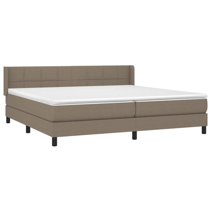 Pat box spring cu saltea, gri taupe, 200x200 cm, textil WALTI