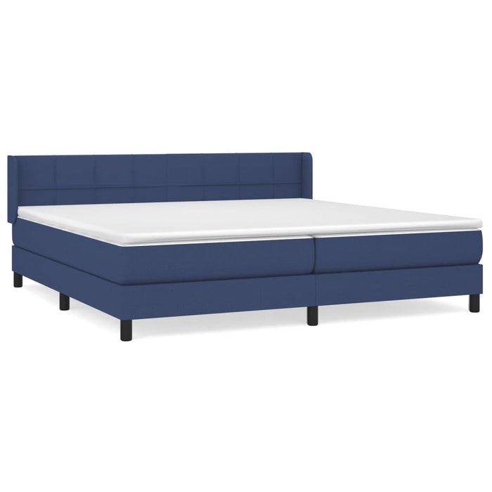 Pat box spring cu saltea, albastru, 200x200 cm, textil - WALTI WALTI