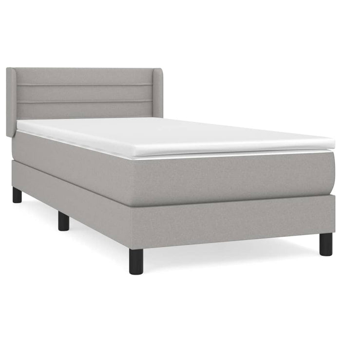 Pat box spring cu saltea, gri deschis, 90x190 cm, textil - WALTI WALTI