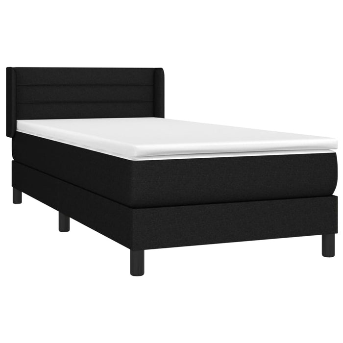 Pat box spring cu saltea, negru, 90x200 cm, textil - WALTI WALTI