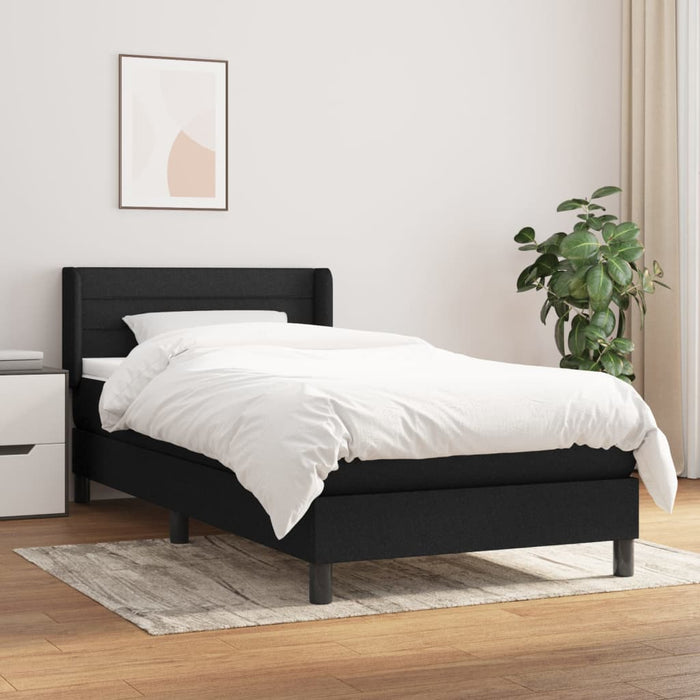 Pat box spring cu saltea, negru, 100x200 cm, textil - WALTI WALTI
