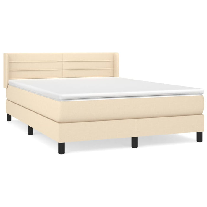 Pat box spring cu saltea, crem, 140x200 cm, textil WALTI