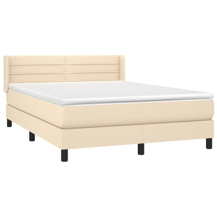 Pat box spring cu saltea, crem, 140x200 cm, textil WALTI