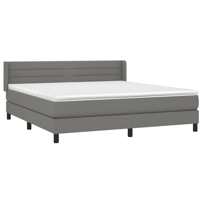 Pat box spring cu saltea, gri închis, 180x200 cm, textil - WALTI WALTI