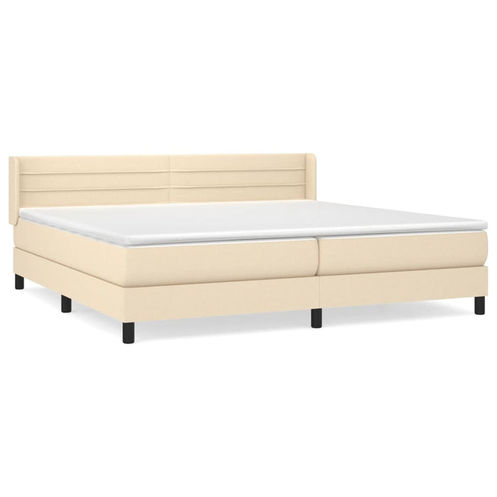 Pat box spring cu saltea, crem, 200x200 cm, textil - WALTI WALTI