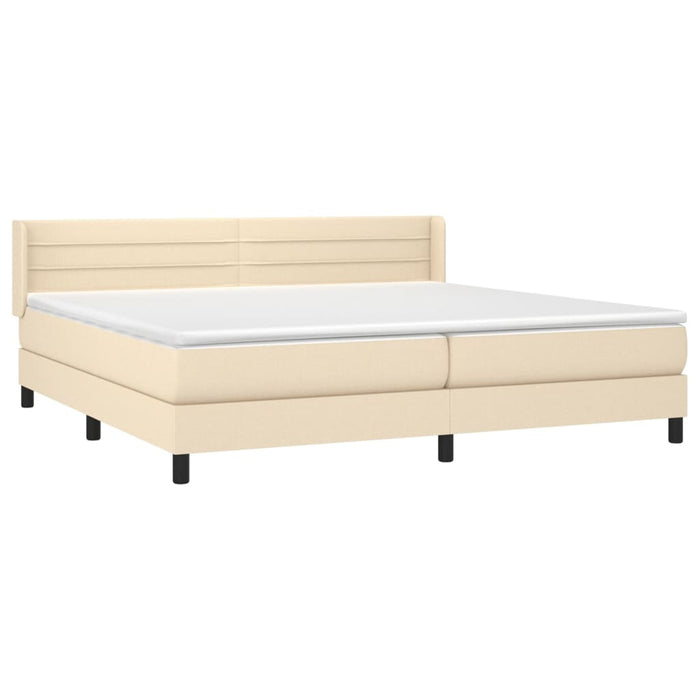 Pat box spring cu saltea, crem, 200x200 cm, textil - WALTI WALTI
