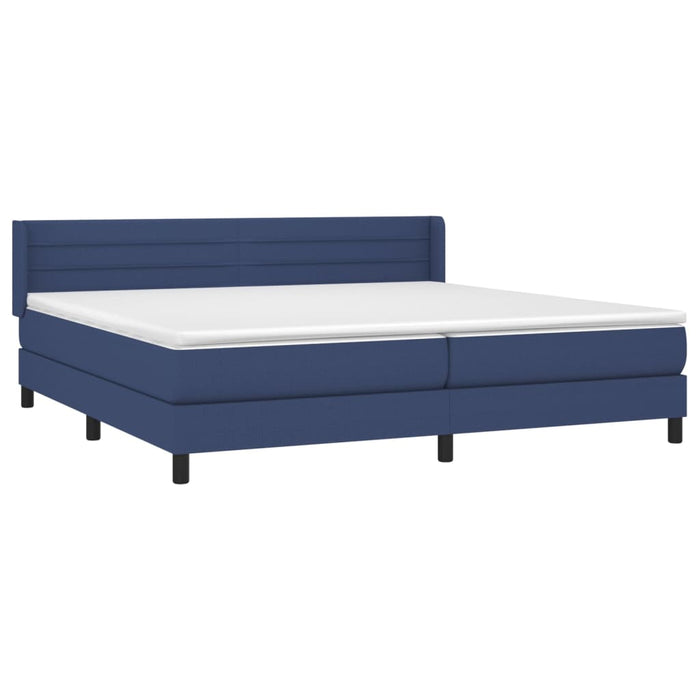 Pat box spring cu saltea, albastru, 200x200 cm, textil - WALTI WALTI