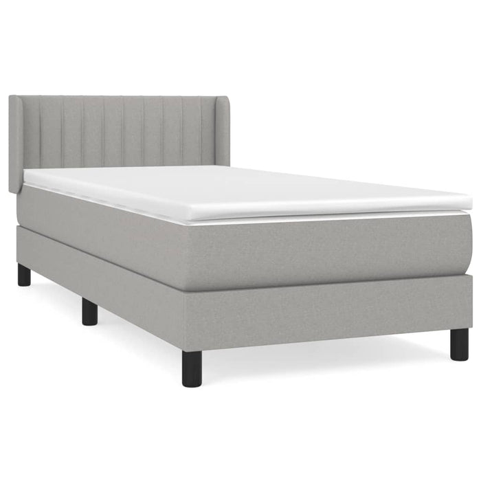 Pat box spring cu saltea, gri deschis, 90x190 cm, textil - WALTI WALTI