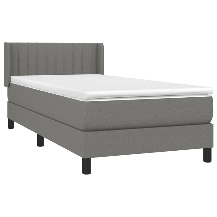 Pat box spring cu saltea, gri închis, 90x200 cm, textil - WALTI WALTI
