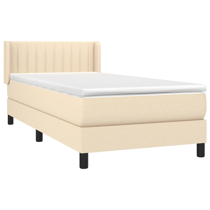 Pat box spring cu saltea, crem, 90x200 cm, textil - WALTI WALTI