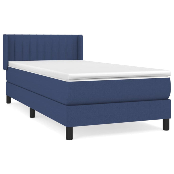 Pat box spring cu saltea, albastru, 90x200 cm, textil - WALTI WALTI