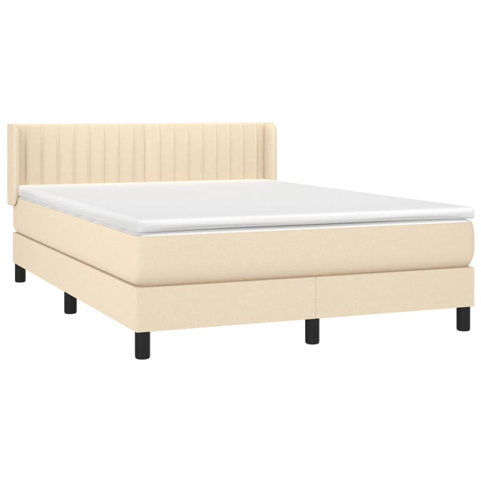 Pat box spring cu saltea, crem, 140x200 cm, textil WALTI