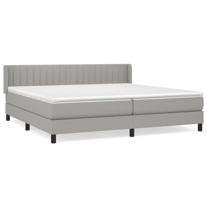 Pat box spring cu saltea, gri deschis, 200x200 cm, textil - WALTI WALTI