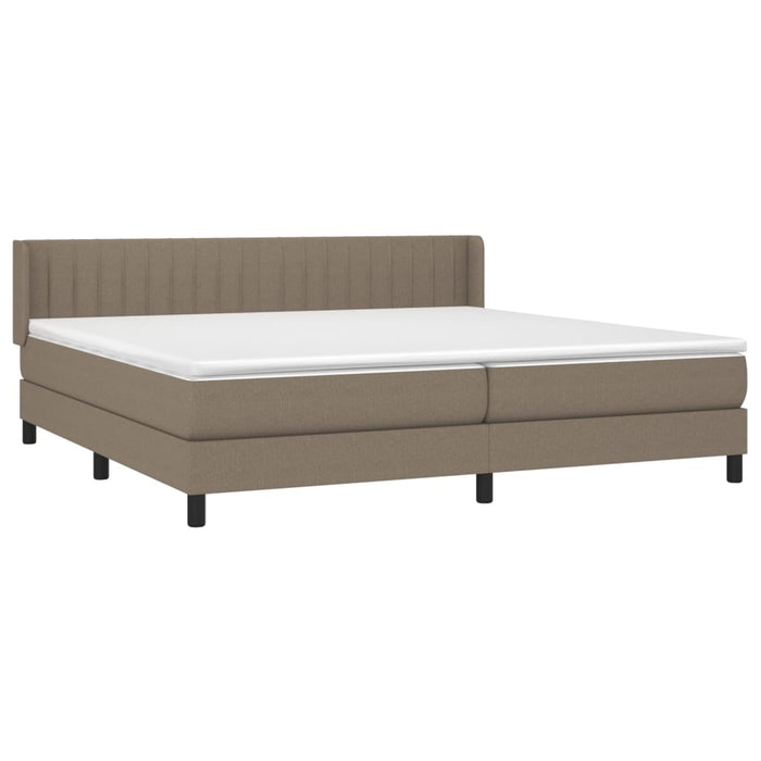 Pat box spring cu saltea, gri taupe, 200x200 cm, textil WALTI