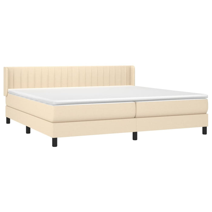 Pat box spring cu saltea, crem, 200x200 cm, textil - WALTI WALTI