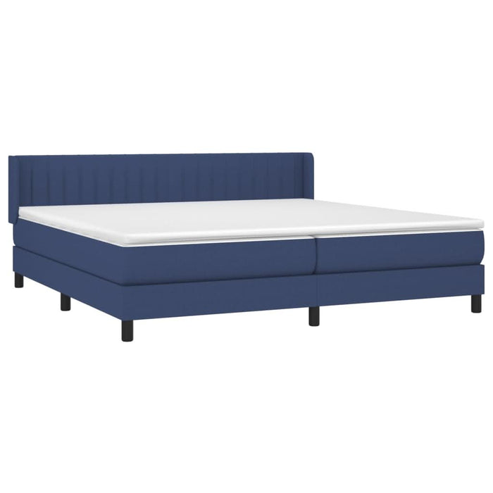 Pat box spring cu saltea, albastru, 200x200 cm, textil - WALTI WALTI