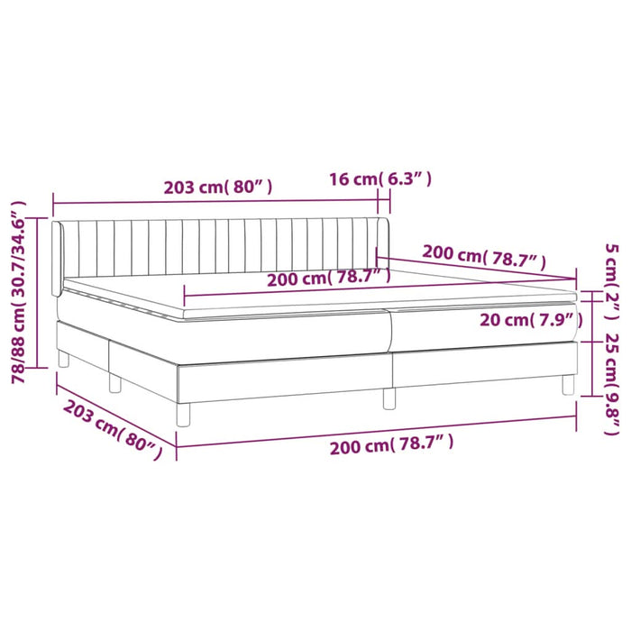 Pat box spring cu saltea, albastru, 200x200 cm, textil - WALTI WALTI