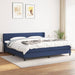 Pat box spring cu saltea, albastru, 200x200 cm, textil - WALTI WALTI