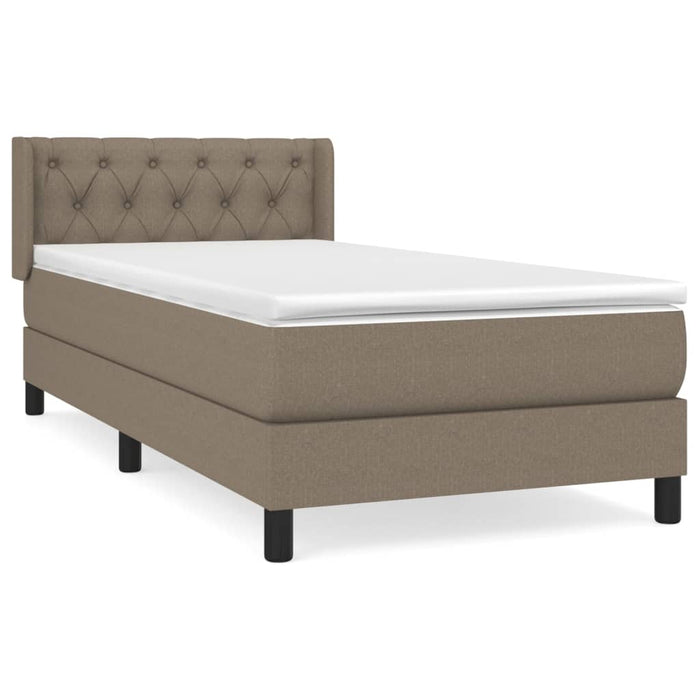 Pat box spring cu saltea, gri taupe, 80x200 cm, textil WALTI