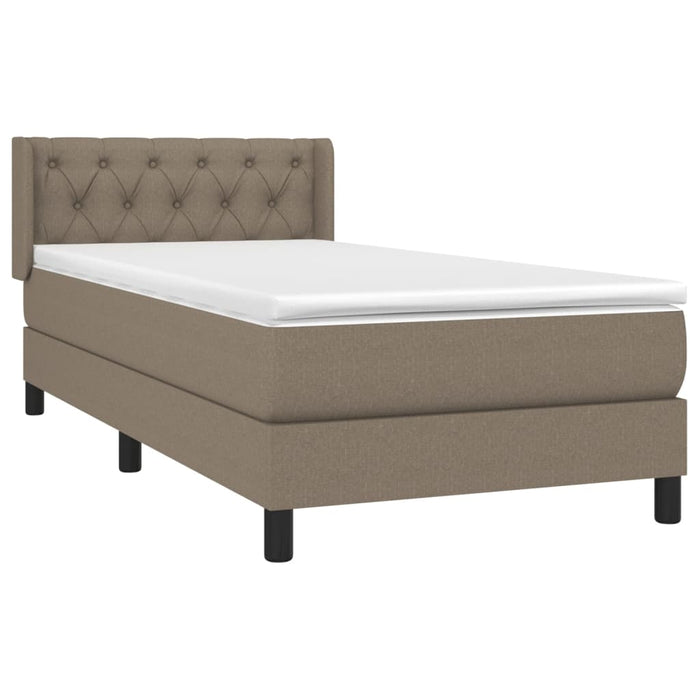Pat box spring cu saltea, gri taupe, 80x200 cm, textil WALTI