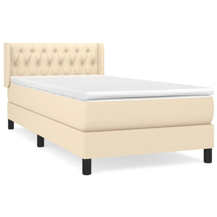 Pat box spring cu saltea, crem, 90x190 cm, textil - WALTI WALTI