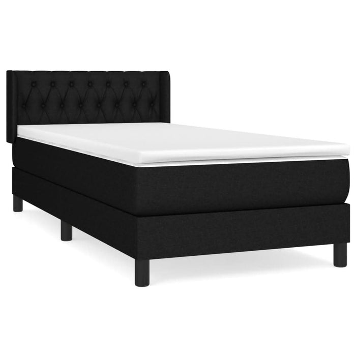 Pat box spring cu saltea, negru, 90x200 cm, textil - WALTI WALTI