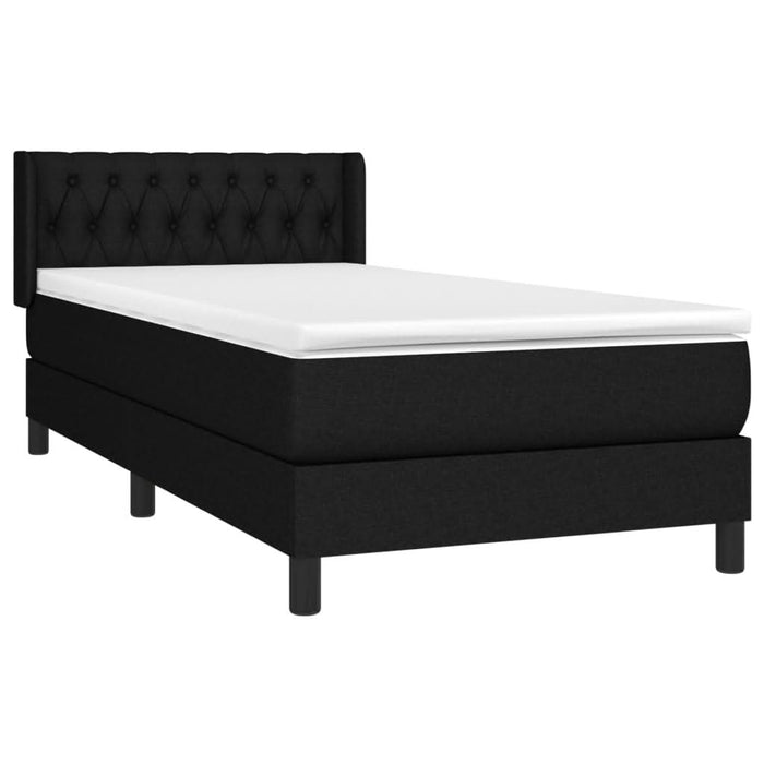 Pat box spring cu saltea, negru, 90x200 cm, textil - WALTI WALTI