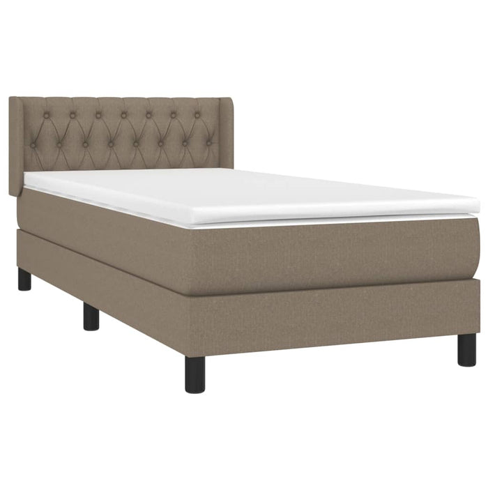 Pat box spring cu saltea, gri taupe, 90x200 cm, textil - WALTI WALTI