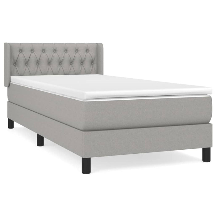 Pat box spring cu saltea, gri deschis, 100x200 cm, textil - WALTI WALTI