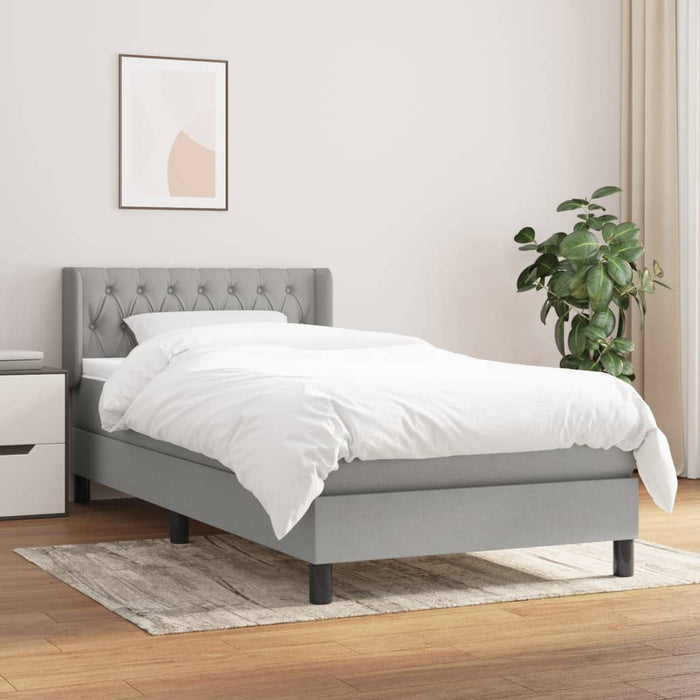 Pat box spring cu saltea, gri deschis, 100x200 cm, textil - WALTI WALTI