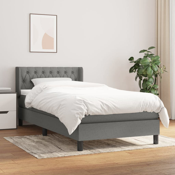 Pat box spring cu saltea, gri închis, 100x200 cm, textil - WALTI WALTI