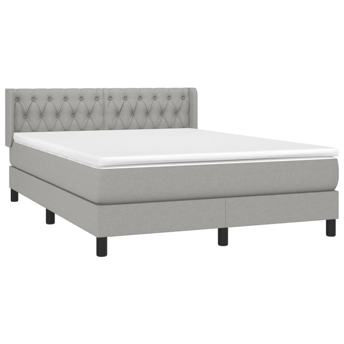 Pat box spring cu saltea, gri deschis, 140x190 cm, textil - WALTI WALTI