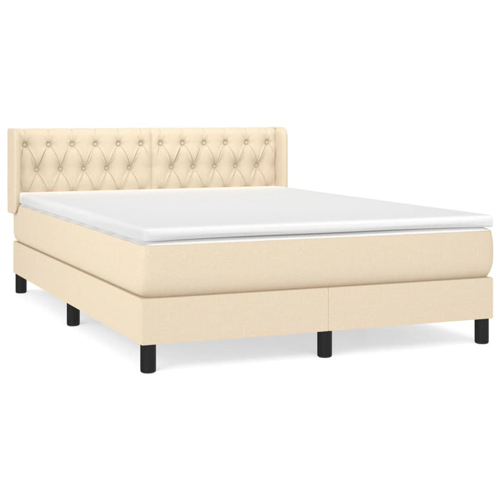 Pat box spring cu saltea, crem, 140x200 cm, textil WALTI