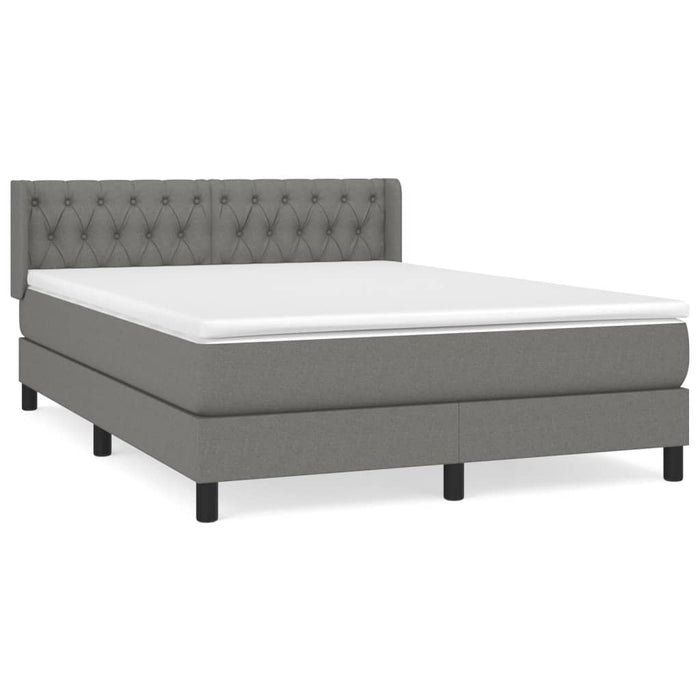 Pat box spring cu saltea, gri închis, 140x200 cm, textil - WALTI WALTI