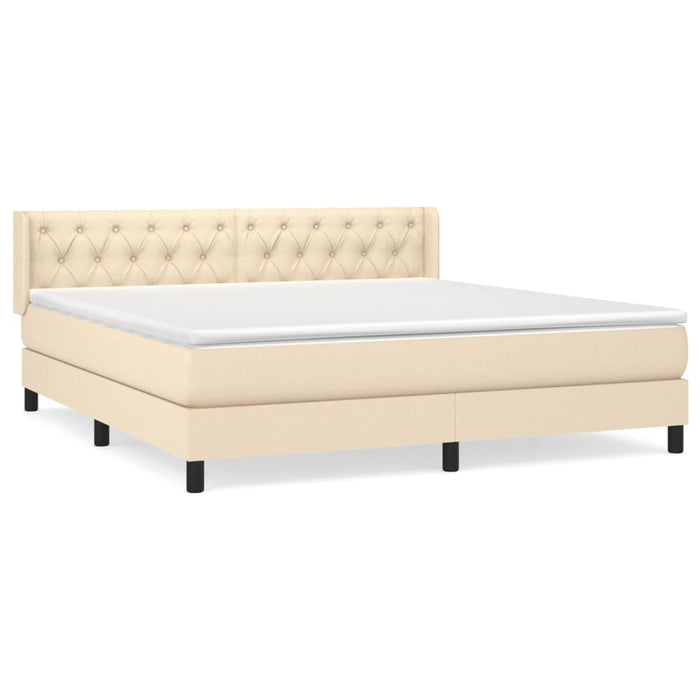 Pat box spring cu saltea, crem, 160x200 cm, material textil - WALTI WALTI