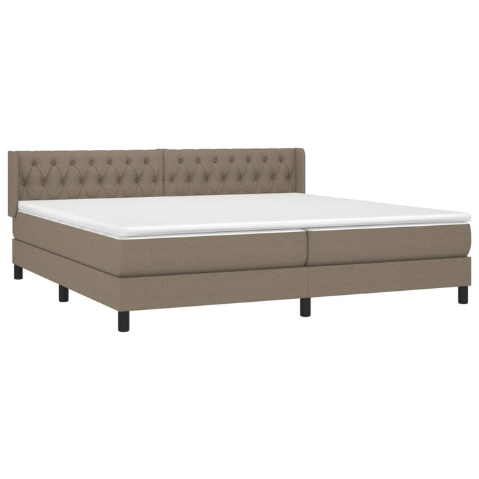 Pat box spring cu saltea, gri taupe, 200x200 cm, textil - WALTI WALTI