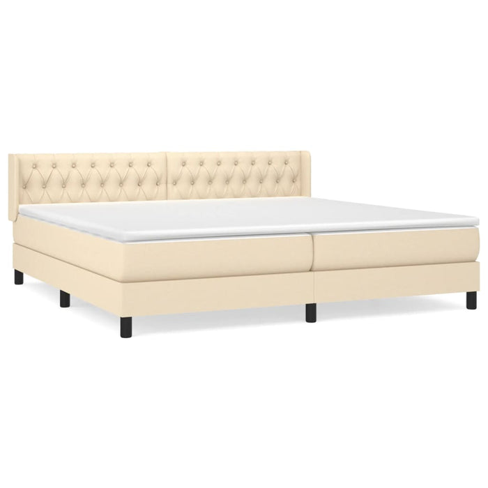 Pat box spring cu saltea, crem, 200x200 cm, textil - WALTI WALTI