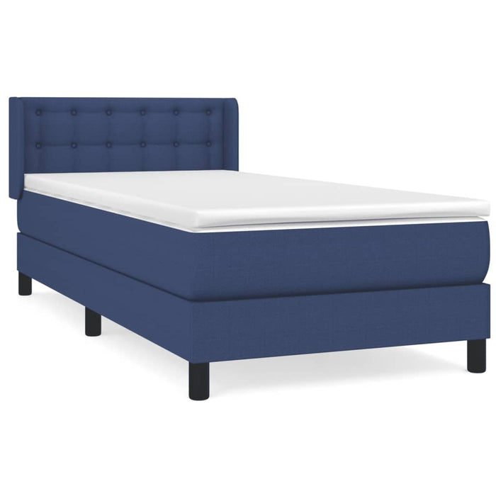 Pat box spring cu saltea, albastru, 80x200 cm, textil - WALTI WALTI