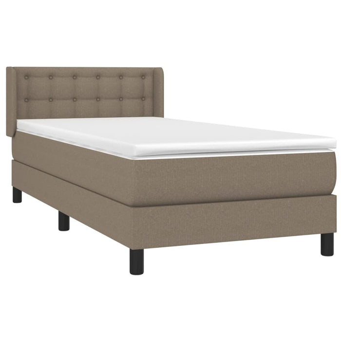 Pat box spring cu saltea, gri taupe, 90x190 cm, textil - WALTI WALTI