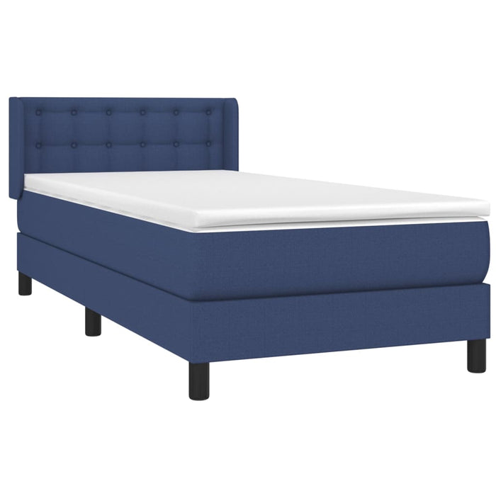 Pat box spring cu saltea, albastru, 90x190 cm, textil - WALTI WALTI