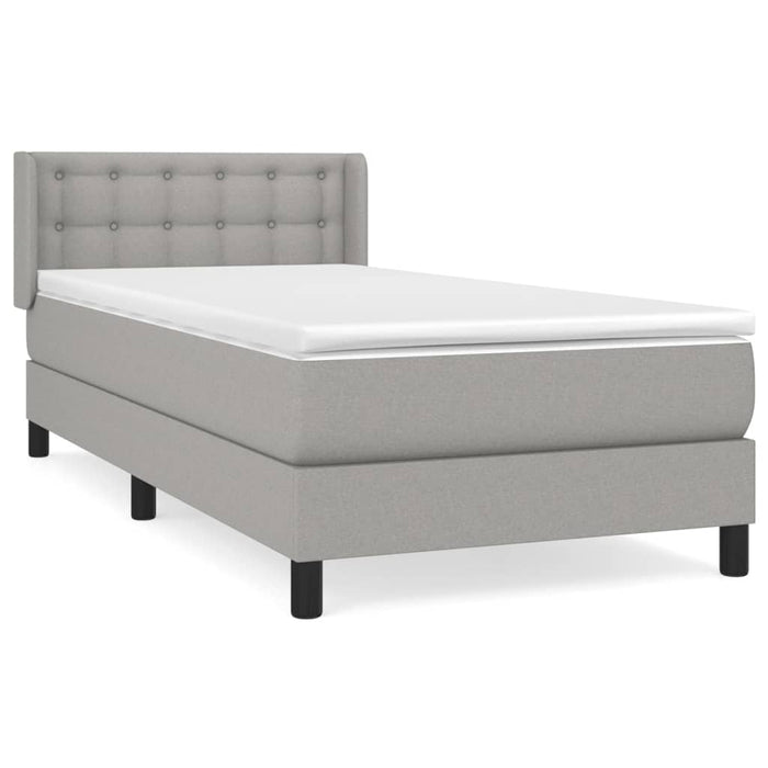 Pat box spring cu saltea, gri deschis, 100x200 cm, textil - WALTI WALTI