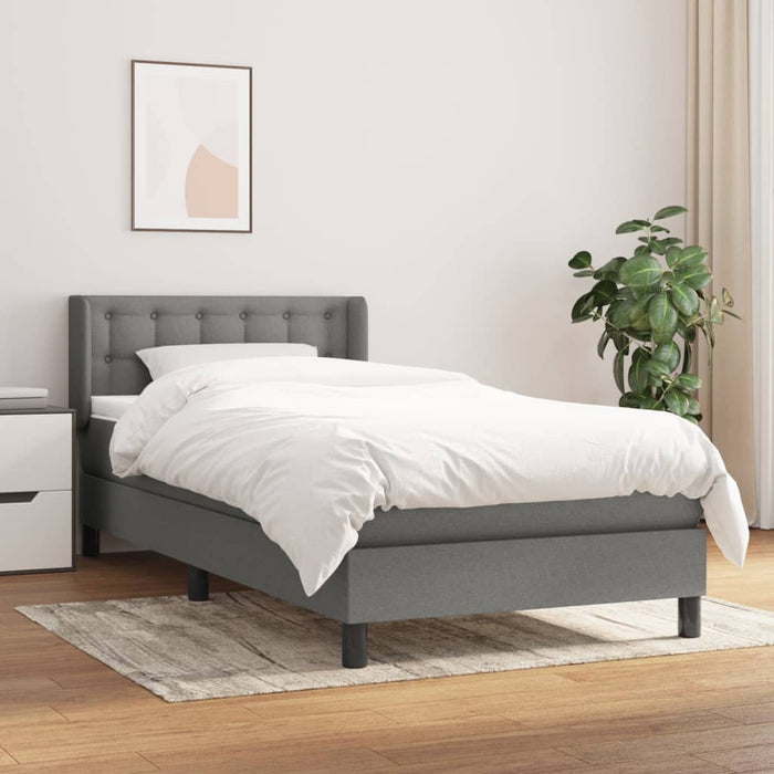 Pat box spring cu saltea, gri închis, 100x200 cm, textil - WALTI WALTI