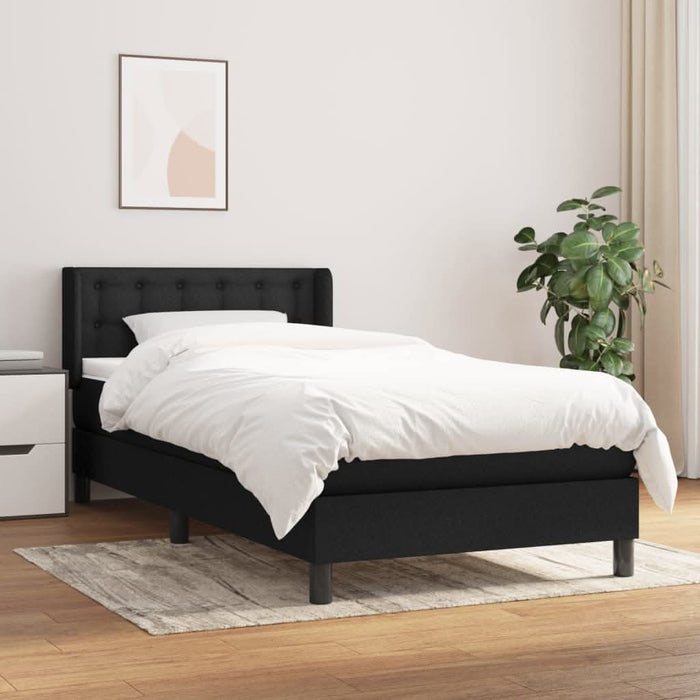Pat box spring cu saltea, negru, 100x200 cm, textil - WALTI WALTI