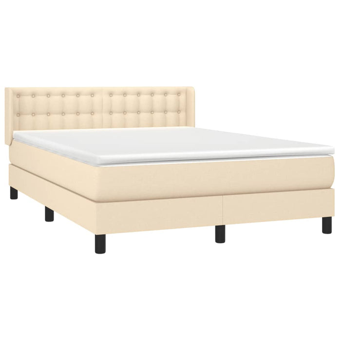 Pat box spring cu saltea, crem, 140x200 cm, textil - WALTI WALTI
