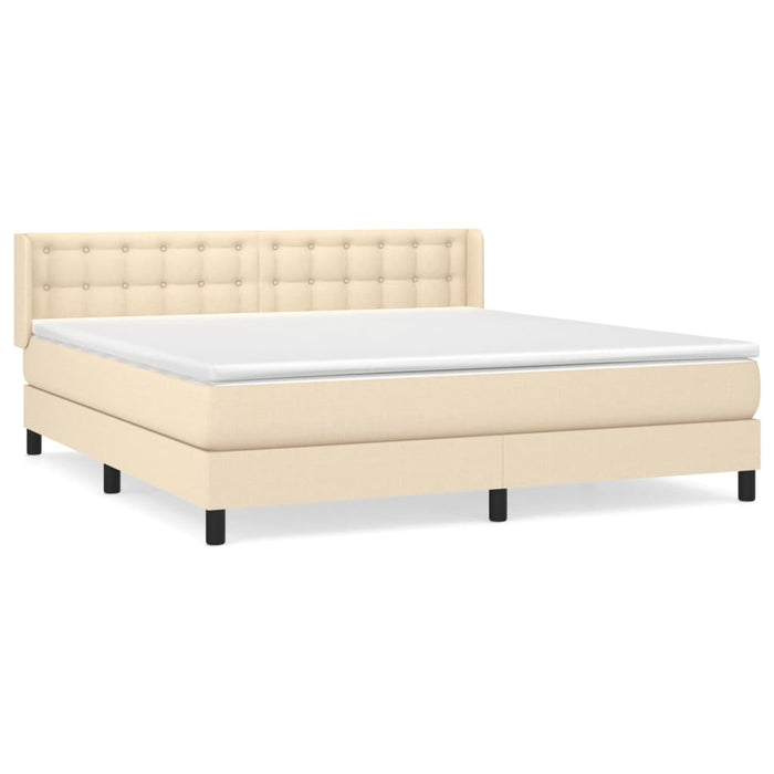 Pat box spring cu saltea, crem, 160x200 cm, material textil - WALTI WALTI