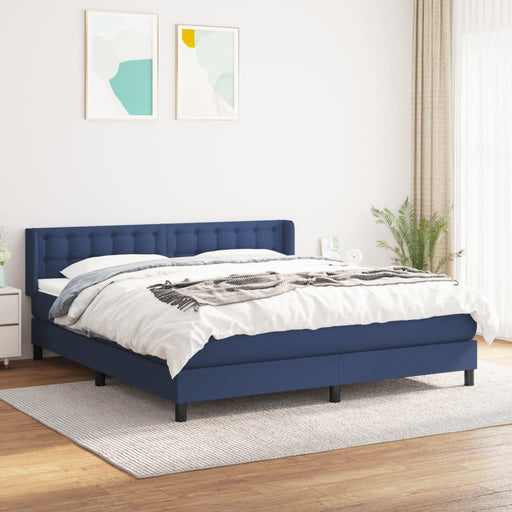 Pat continental cu saltea, albastru, 160x200cm, material textil - WALTI WALTI